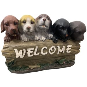 5 Puppies Welcome Statue