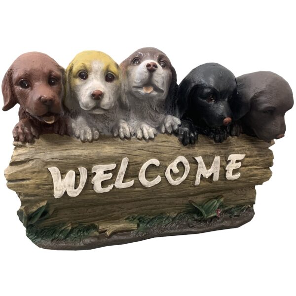 5 Puppies Welcome Statue