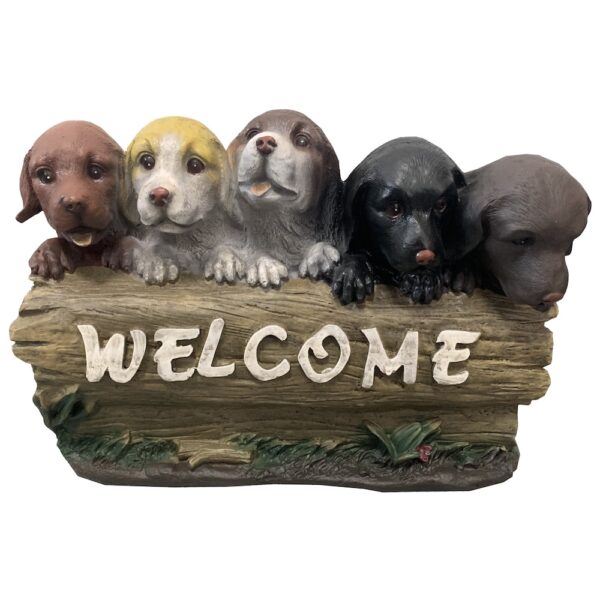 5 Puppies Welcome Statue - Image 3