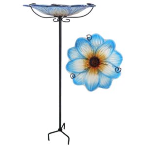 Flower Glass Birdbath
