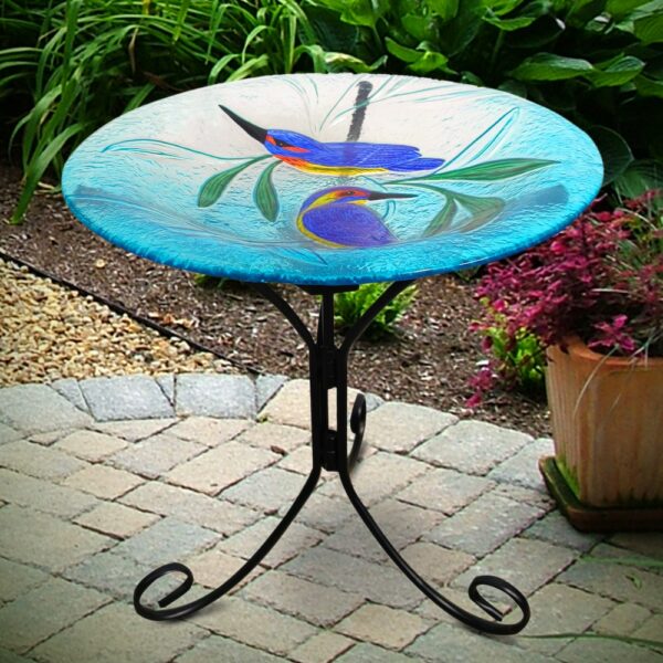 Hummingbird Harmony Glass Birdbath - Image 2