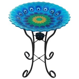 Peacock Glass Birdbath