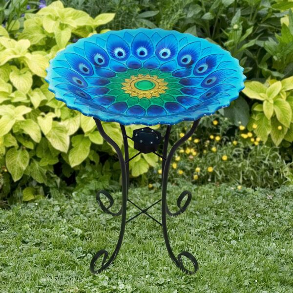 Peacock Glass Birdbath - Image 2