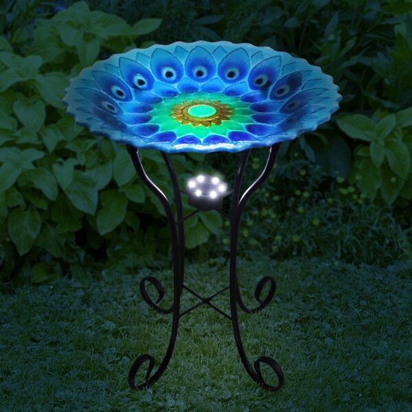Peacock Glass Birdbath - Image 3