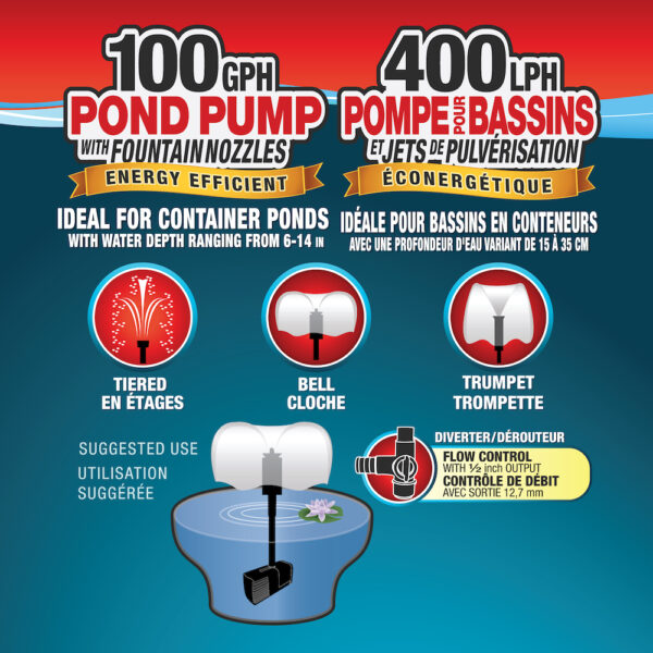 100 GPH Pond Pump with Nozzles - Image 3