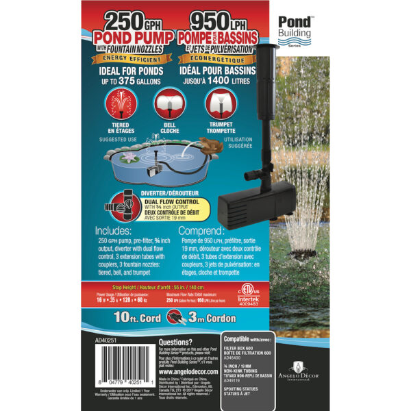 250 GPH Pond Pump with Nozzles - Image 4