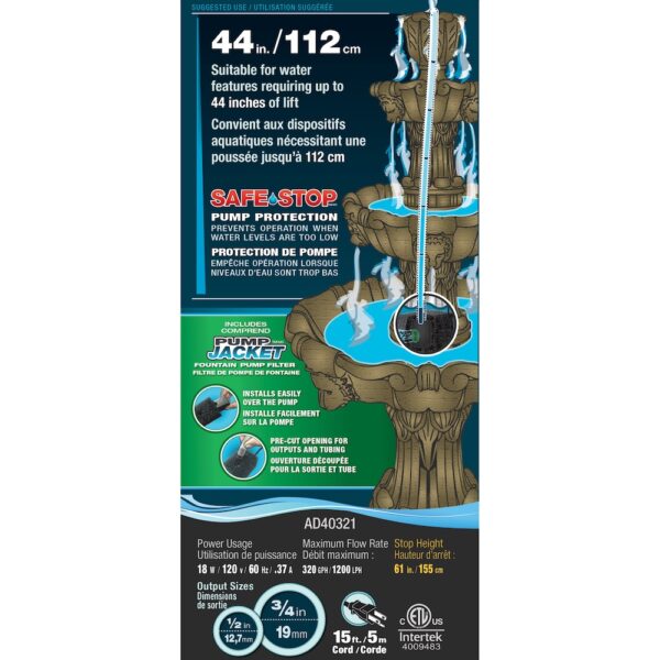 320 GPH Fountain Safe-Stop™ Pump - Image 2