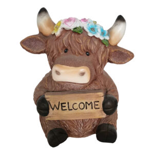 Highland Cow Welcome Statue