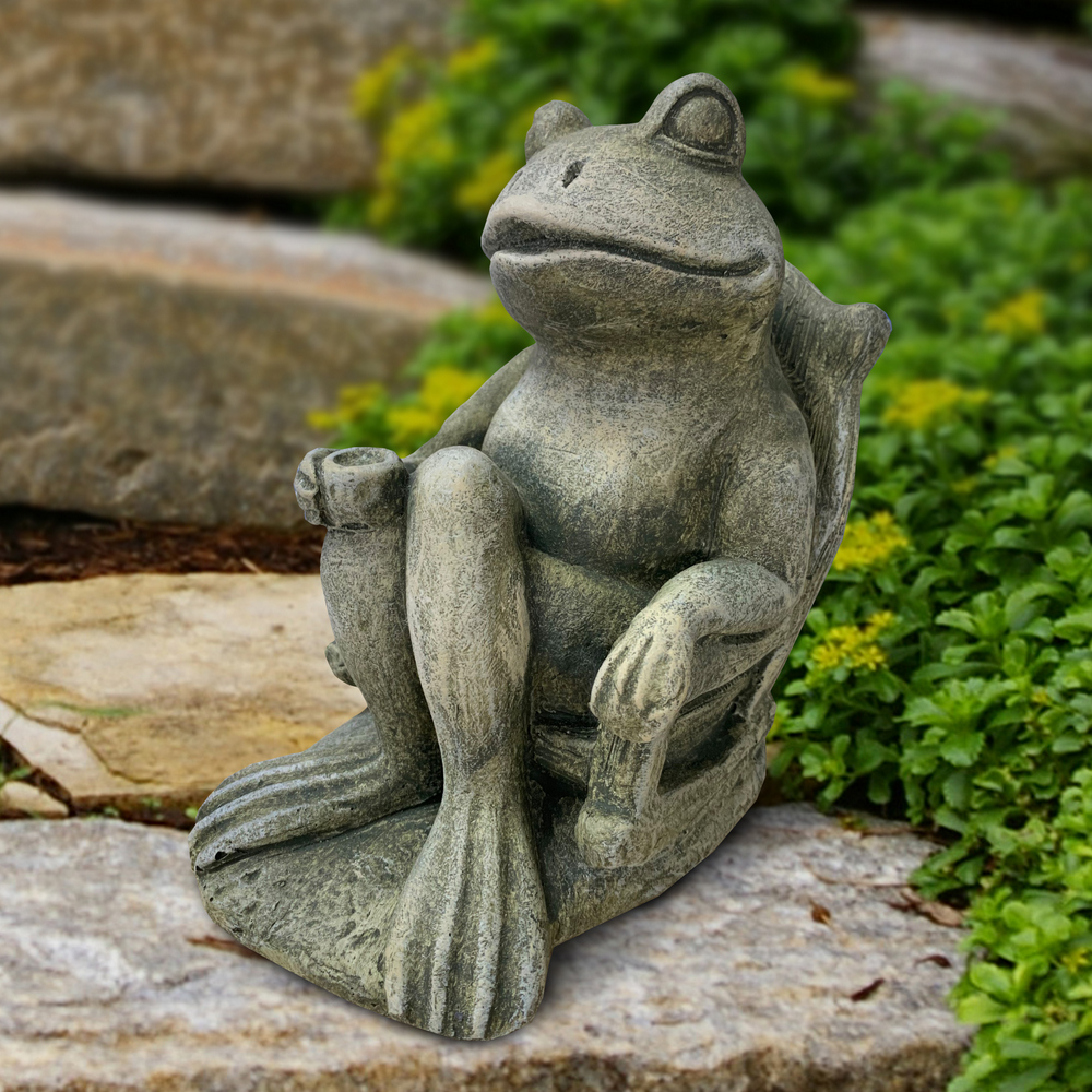 OLOMA Frog sculpture outdoor statues Concrete garden frog statue Stone frog  figurine Frog garden ornament Massive pond decoration Backyard gift  Concrete animal sculpture Cement frog decor : : Garden