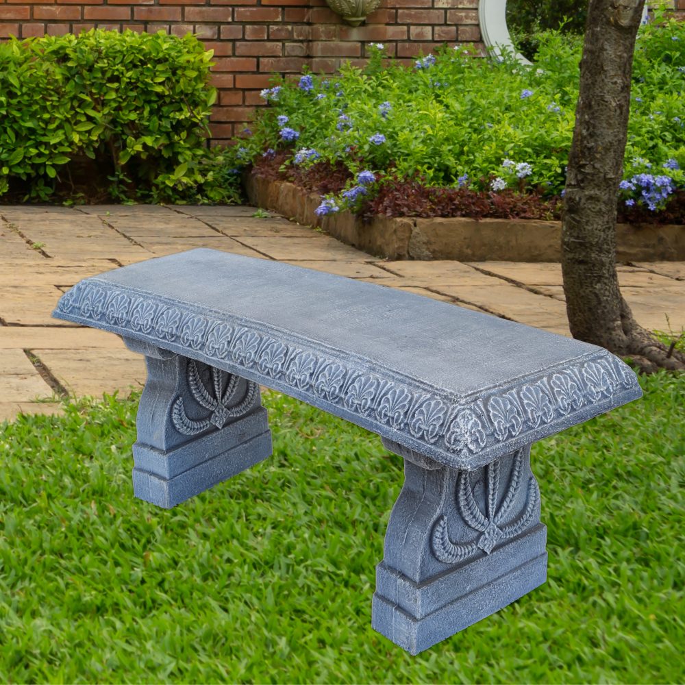 Serra Garden Bench, Light Grey - Angelo Decor International Inc.